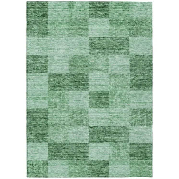 8' X 10' Light Green And Dark Green Geometric Washable Indoor Outdoor Area Rug