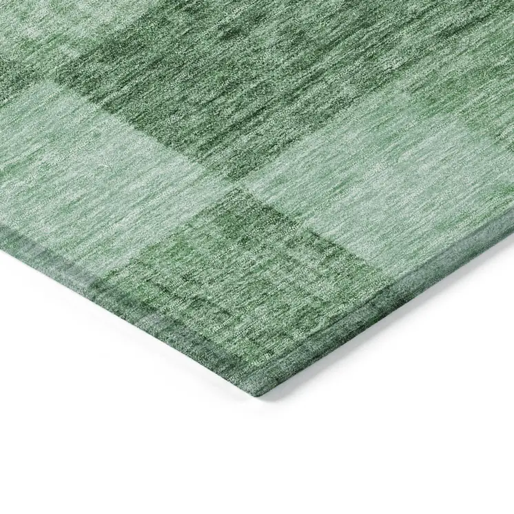 8' X 10' Light Green And Dark Green Geometric Washable Indoor Outdoor Area Rug
