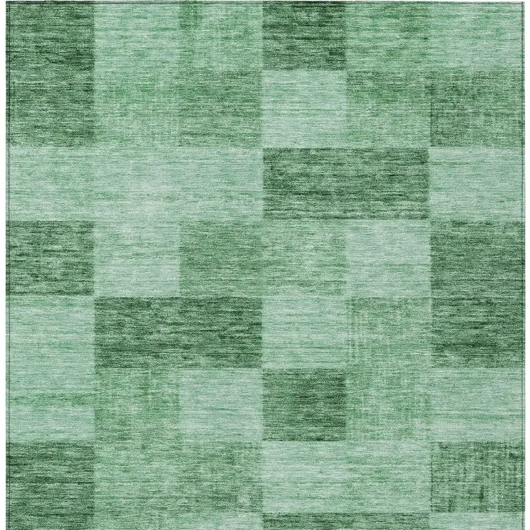 10' X 14' Light Green And Dark Green Geometric Washable Indoor Outdoor Area Rug