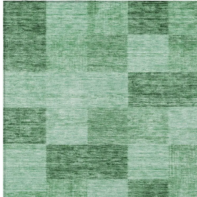 10' X 14' Light Green And Dark Green Geometric Washable Indoor Outdoor Area Rug