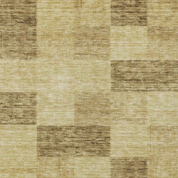 9' X 12' Gold And Brown Geometric Washable Indoor Outdoor Area Rug