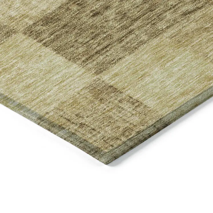10' X 14' Gold And Brown Geometric Washable Indoor Outdoor Area Rug