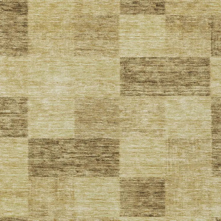 10' X 14' Gold And Brown Geometric Washable Indoor Outdoor Area Rug