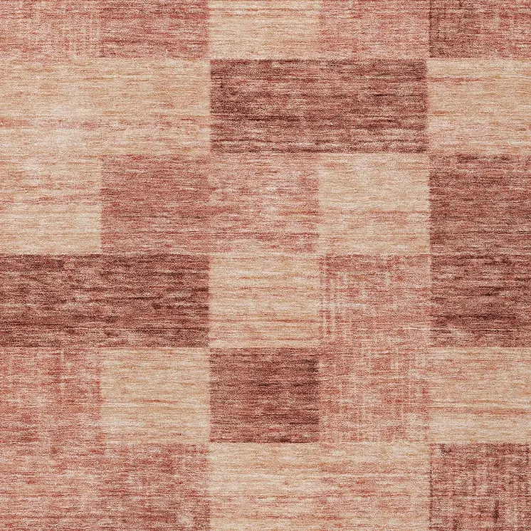 3' X 5' Terra Cotta And Pink Geometric Washable Indoor Outdoor Area Rug