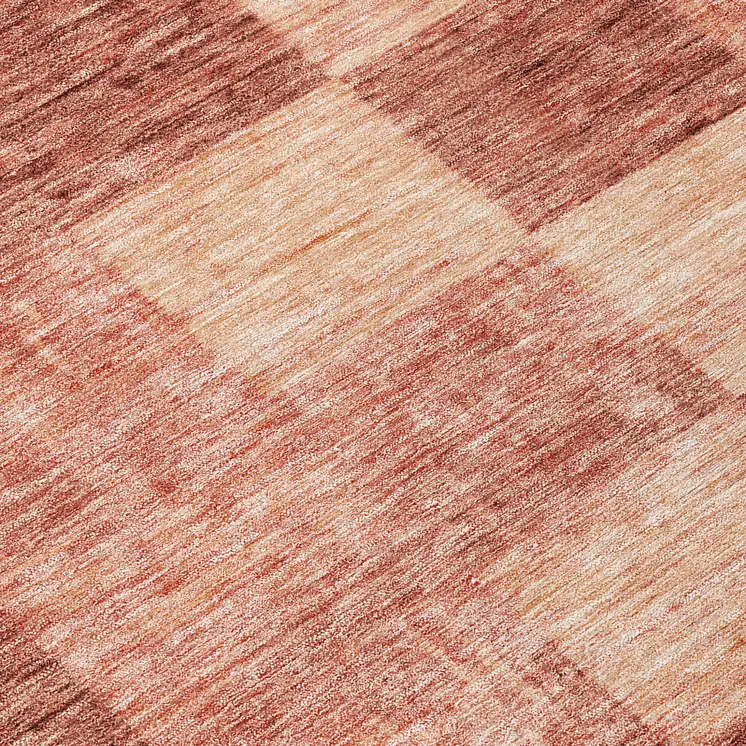 8' Terra Cotta And Pink Round Geometric Washable Indoor Outdoor Area Rug