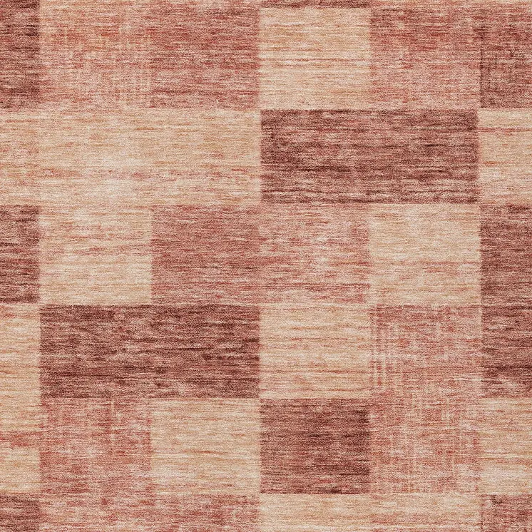 8' X 10' Terra Cotta And Pink Geometric Washable Indoor Outdoor Area Rug