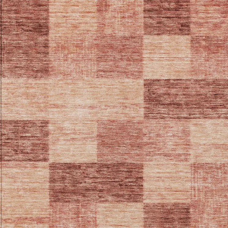 9' X 12' Terra Cotta And Pink Geometric Washable Indoor Outdoor Area Rug