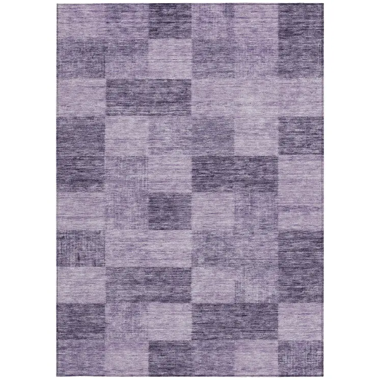 5' X 8' Purple And Lavender Geometric Washable Indoor Outdoor Area Rug