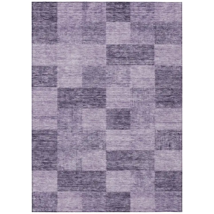 9' X 12' Purple And Lavender Geometric Washable Indoor Outdoor Area Rug