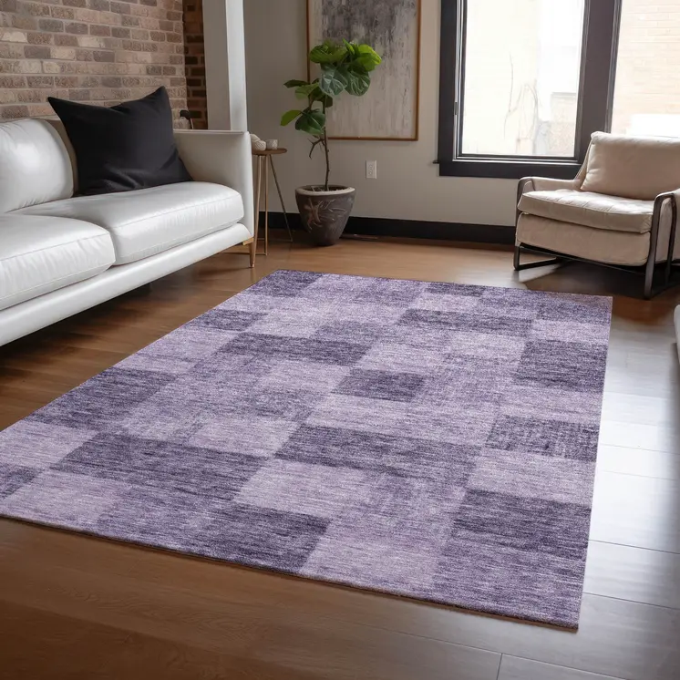 9' X 12' Purple And Lavender Geometric Washable Indoor Outdoor Area Rug