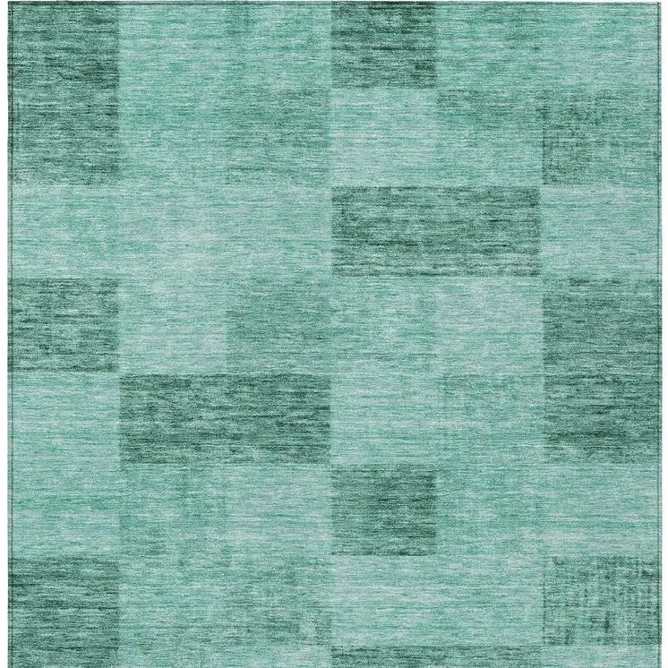 3' X 5' Blue And Aqua Geometric Washable Indoor Outdoor Area Rug