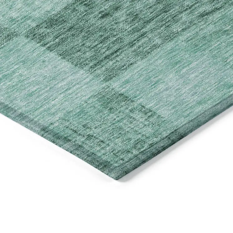 3' X 5' Blue And Aqua Geometric Washable Indoor Outdoor Area Rug