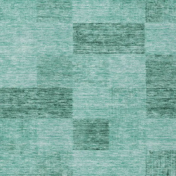 3' X 5' Blue And Aqua Geometric Washable Indoor Outdoor Area Rug
