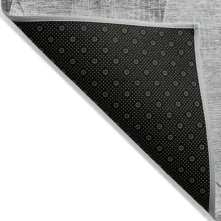 3' X 5' Gray And Charcoal Geometric Washable Indoor Outdoor Area Rug