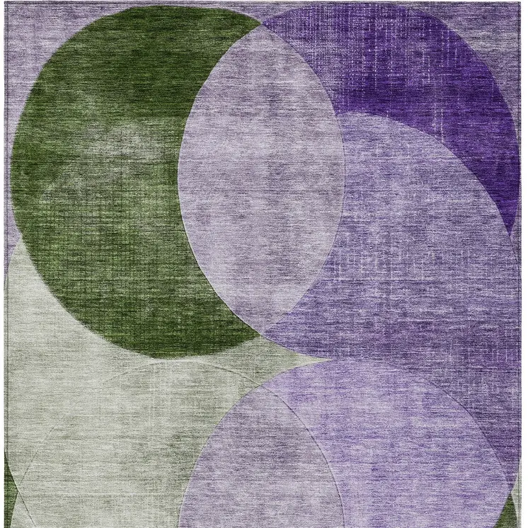 8' X 10' Lavender Purple And Green Geometric Washable Indoor Outdoor Area Rug