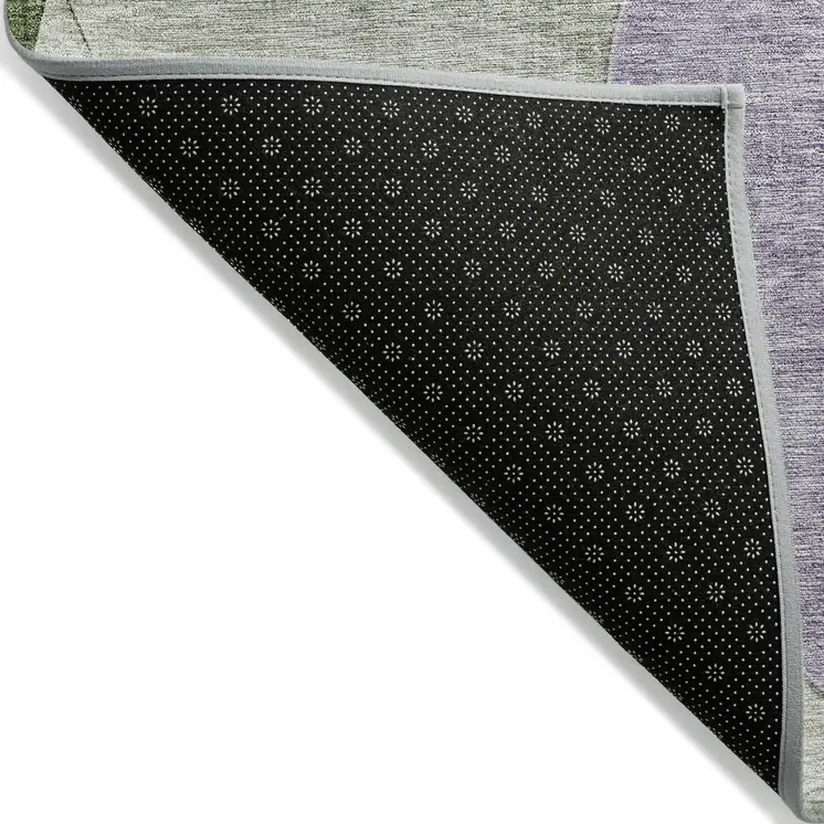 8' X 10' Lavender Purple And Green Geometric Washable Indoor Outdoor Area Rug
