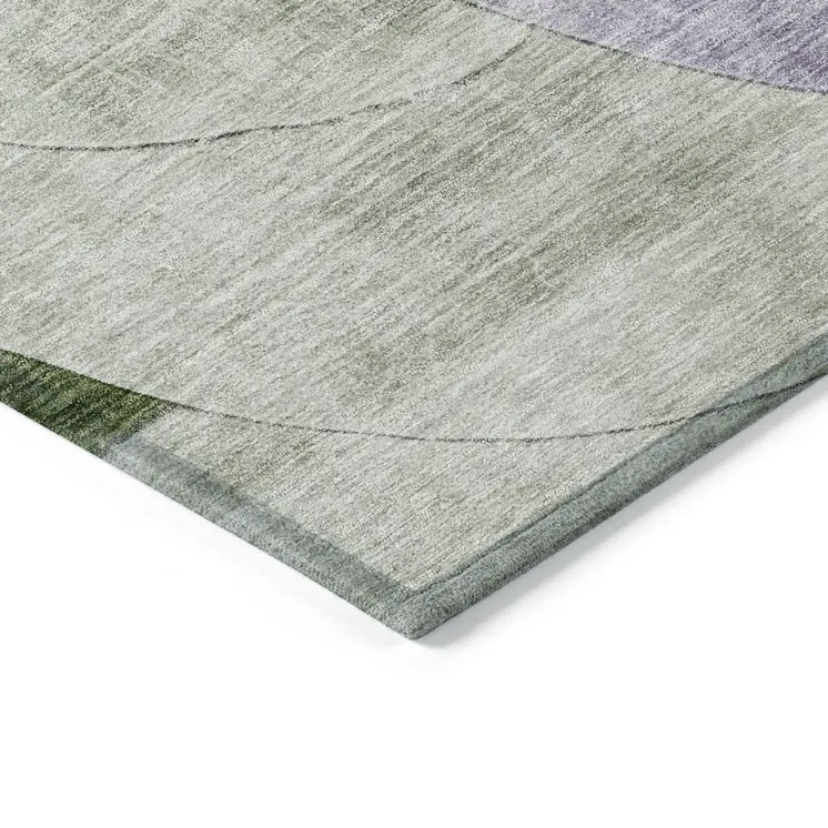 8' X 10' Lavender Purple And Green Geometric Washable Indoor Outdoor Area Rug