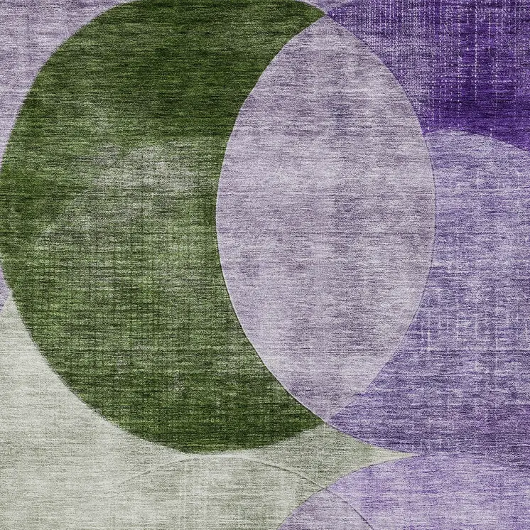8' X 10' Lavender Purple And Green Geometric Washable Indoor Outdoor Area Rug