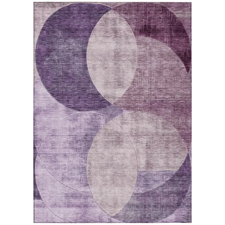5' X 8' Purple And Lavender Geometric Washable Indoor Outdoor Area Rug