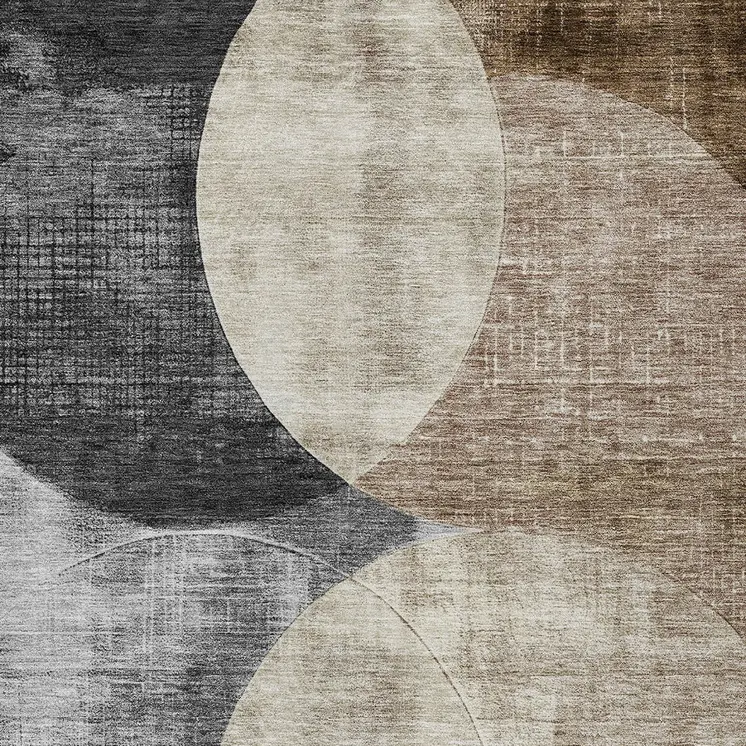 8' X 10' Pewter Brown And Charcoal Geometric Washable Indoor Outdoor Area Rug