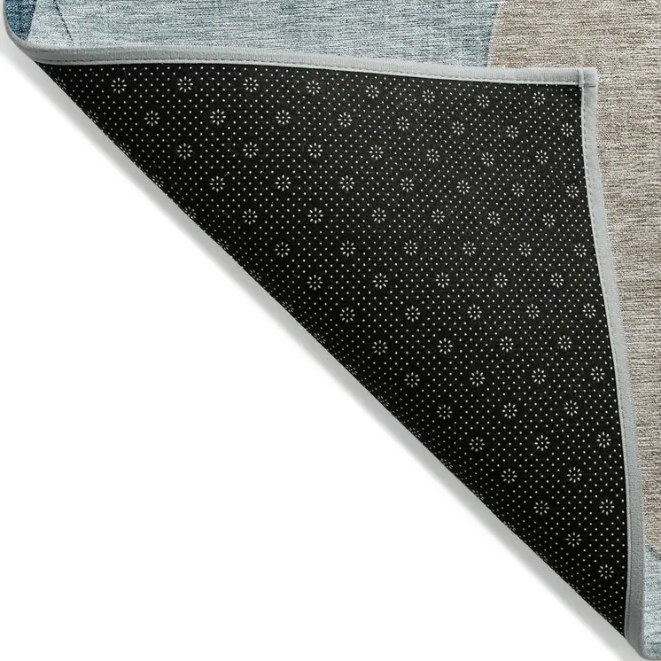 8' X 10' Rust Beige And Teal Blue Geometric Washable Indoor Outdoor Area Rug