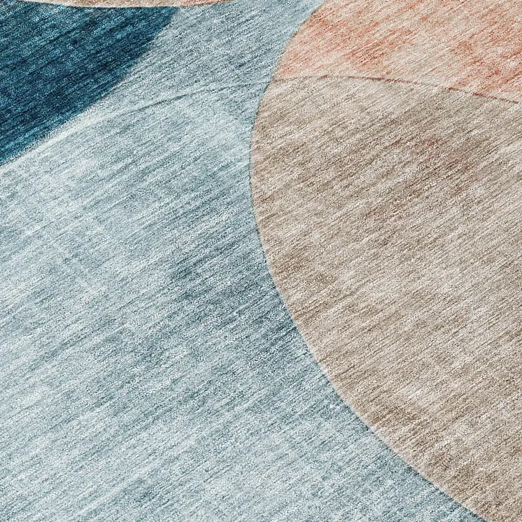 8' X 10' Rust Beige And Teal Blue Geometric Washable Indoor Outdoor Area Rug