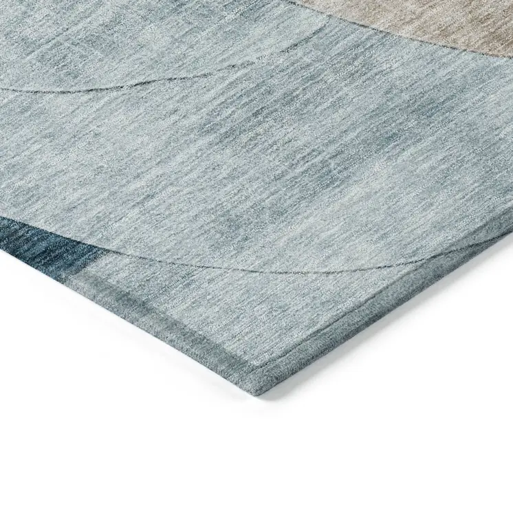 10' X 14' Rust Beige And Teal Blue Geometric Washable Indoor Outdoor Area Rug