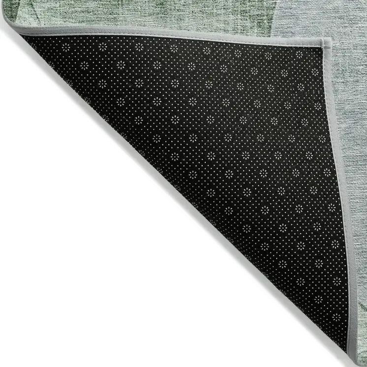3' X 5' Mint Green And Fern Green Geometric Washable Indoor Outdoor Area Rug