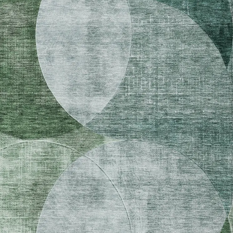 8' X 10' Mint Green And Fern Green Geometric Washable Indoor Outdoor Area Rug