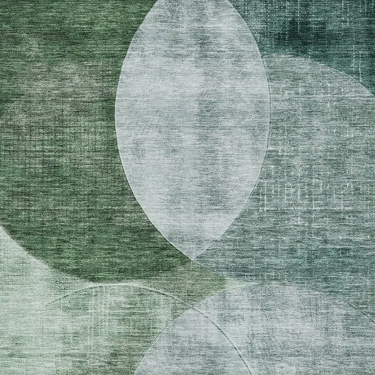 9' X 12' Mint Green And Fern Green Geometric Washable Indoor Outdoor Area Rug
