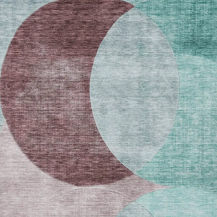 9' X 12' Teal Blue Brown And Beige Geometric Washable Indoor Outdoor Area Rug