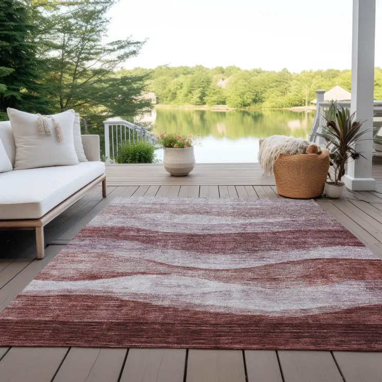 3' X 5' Blush And Brown Abstract Washable Indoor Outdoor Area Rug
