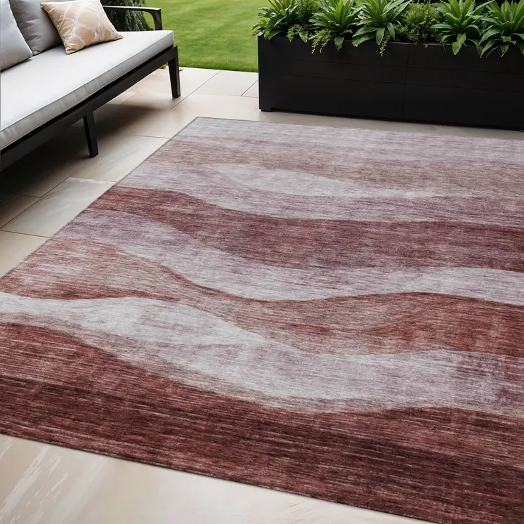 5' X 8' Blush And Brown Abstract Washable Indoor Outdoor Area Rug