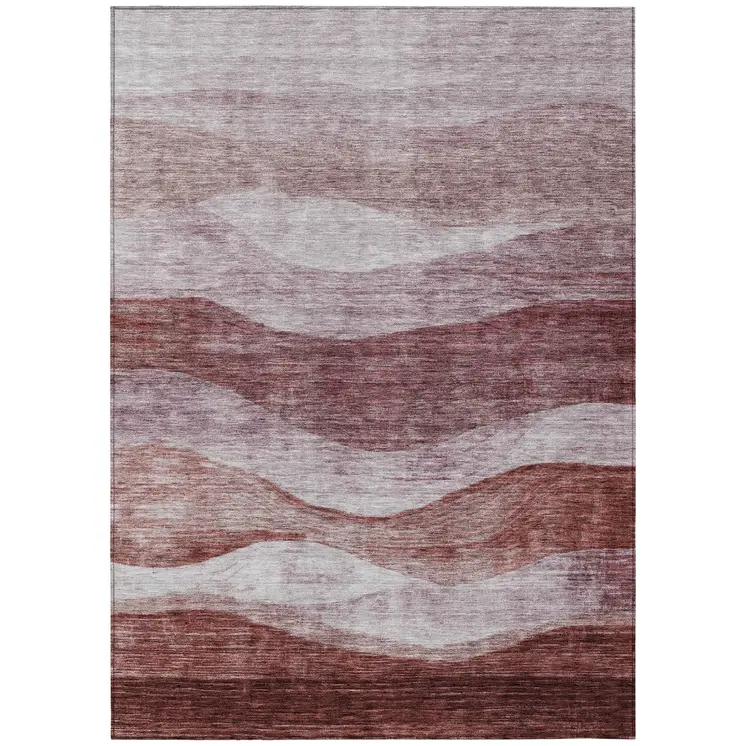 5' X 8' Blush And Brown Abstract Washable Indoor Outdoor Area Rug