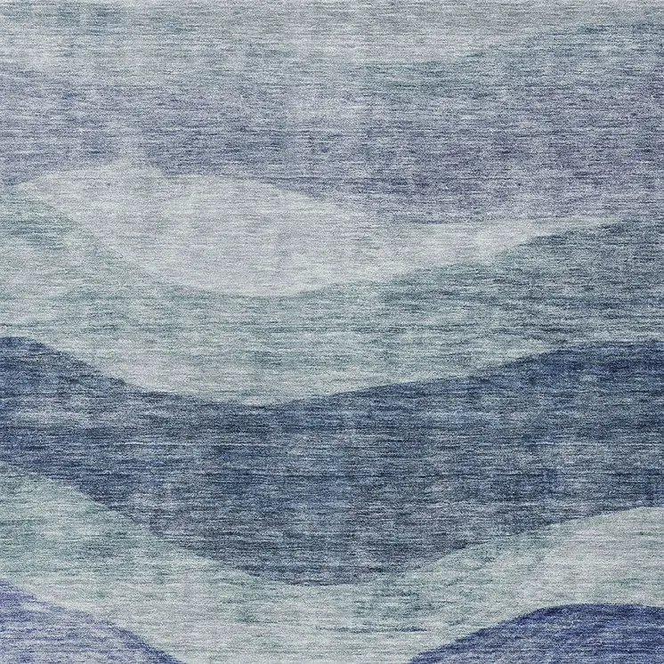 5' X 8' Light Blue And Dark Blue Abstract Washable Indoor Outdoor Area Rug