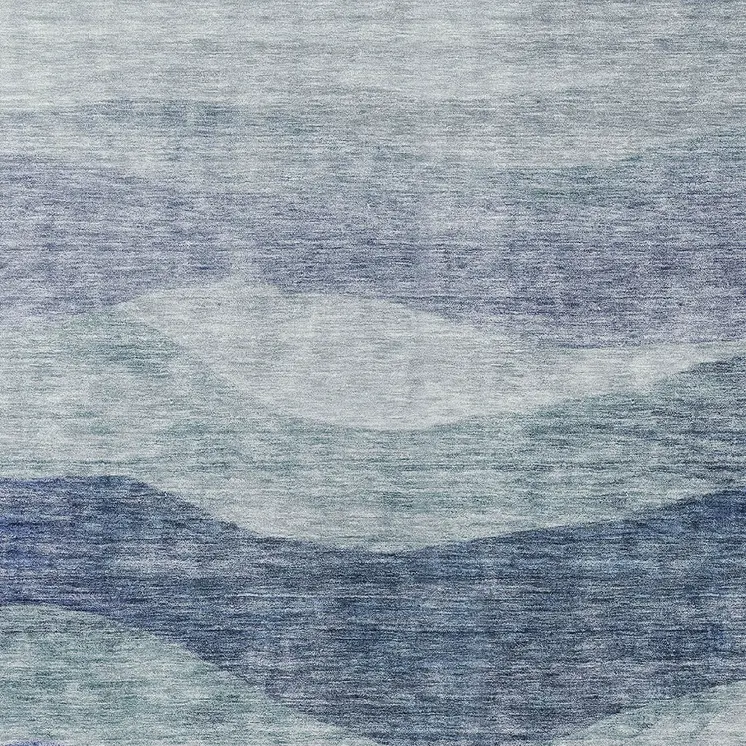 8' X 10' Light Blue And Dark Blue Abstract Washable Indoor Outdoor Area Rug