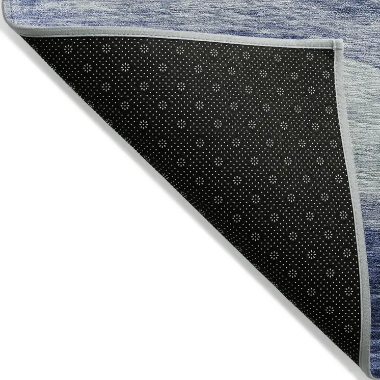 9' X 12' Light Blue And Dark Blue Abstract Washable Indoor Outdoor Area Rug