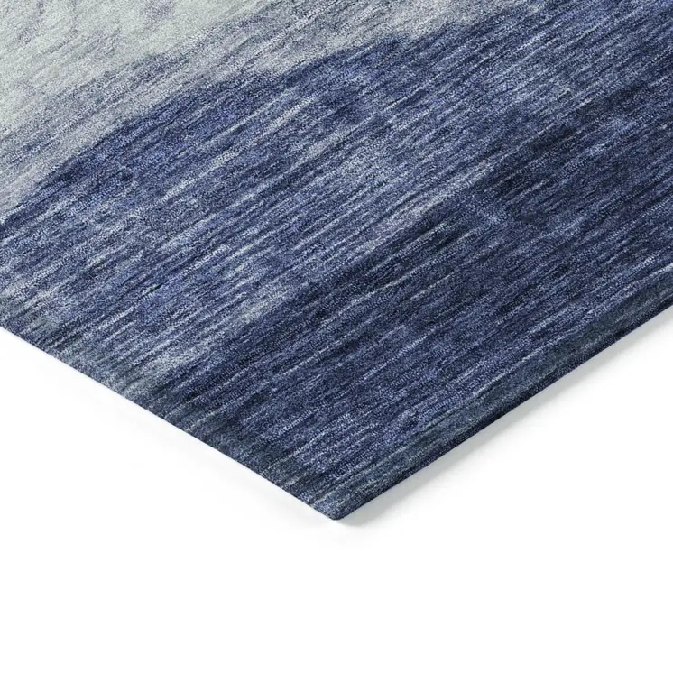 9' X 12' Light Blue And Dark Blue Abstract Washable Indoor Outdoor Area Rug