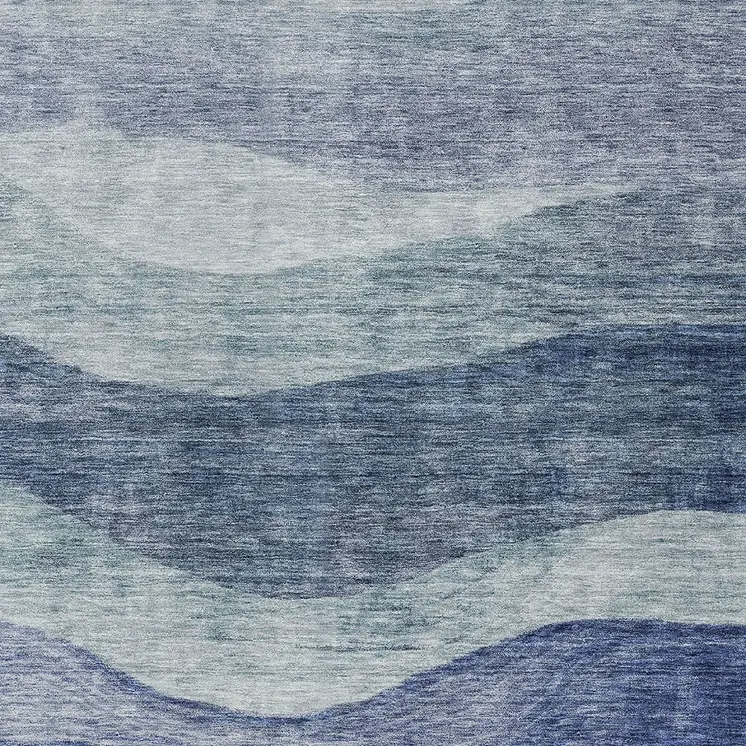 10' X 14' Light Blue And Dark Blue Abstract Washable Indoor Outdoor Area Rug