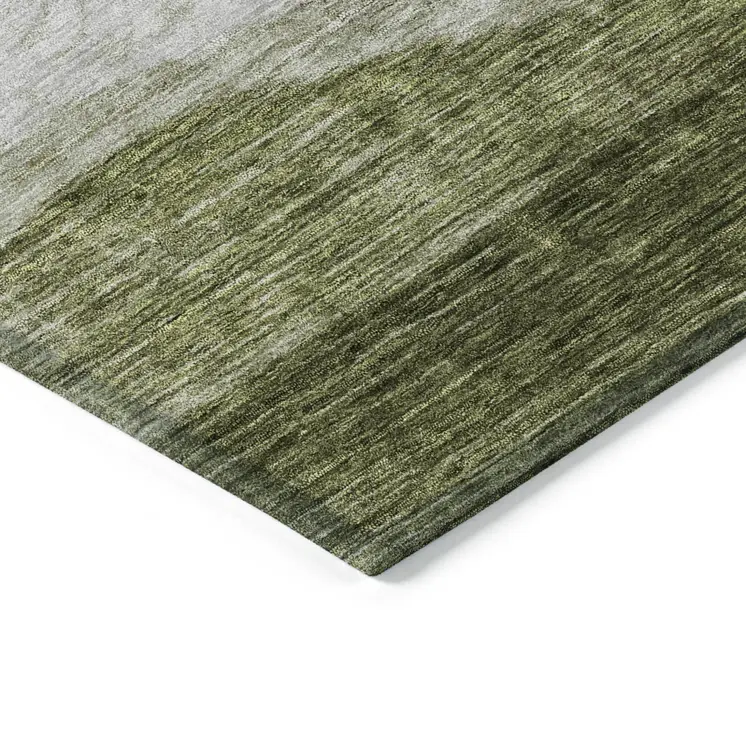 3' X 5' Green And Beige Abstract Washable Indoor Outdoor Area Rug