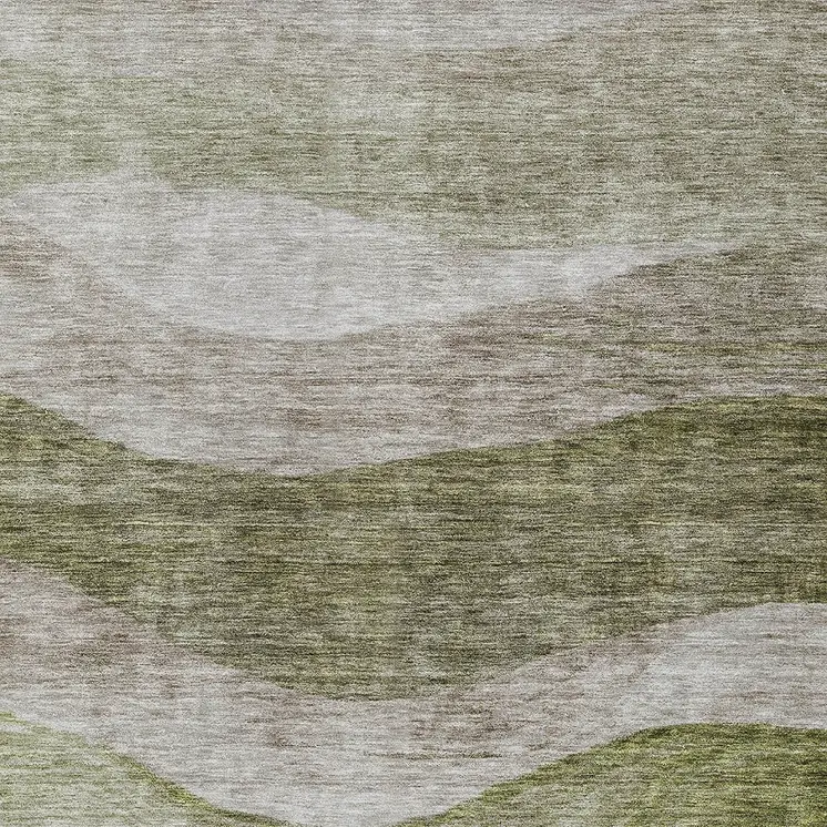 5' X 8' Green And Beige Abstract Washable Indoor Outdoor Area Rug