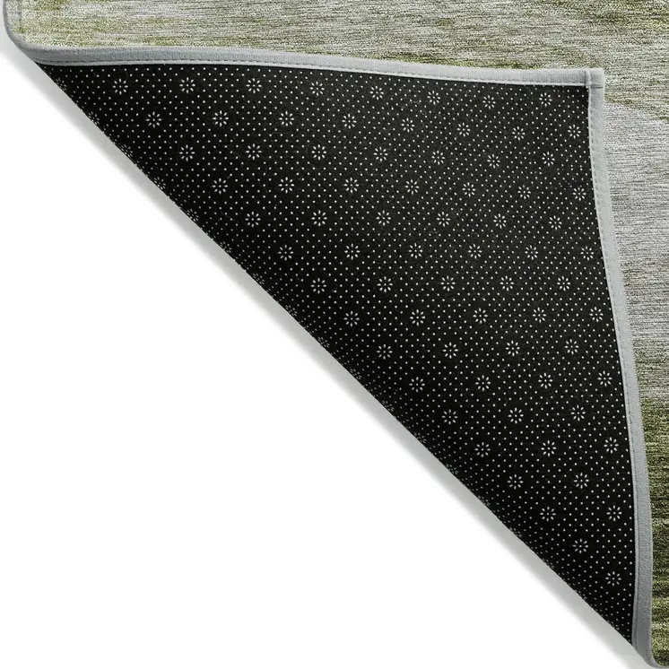 8' Green And Beige Round Abstract Washable Indoor Outdoor Area Rug