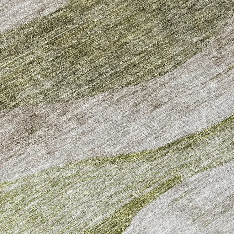 8' Green And Beige Round Abstract Washable Indoor Outdoor Area Rug