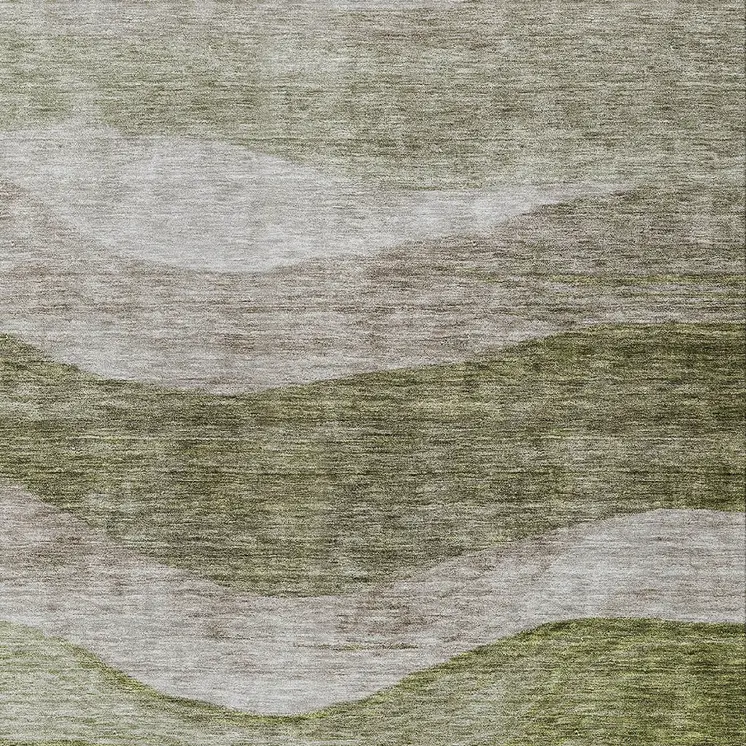 8' X 10' Green And Beige Abstract Washable Indoor Outdoor Area Rug