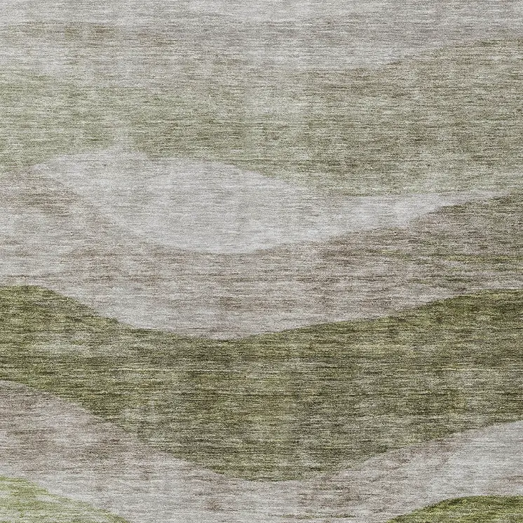 10' X 14' Green And Beige Abstract Washable Indoor Outdoor Area Rug