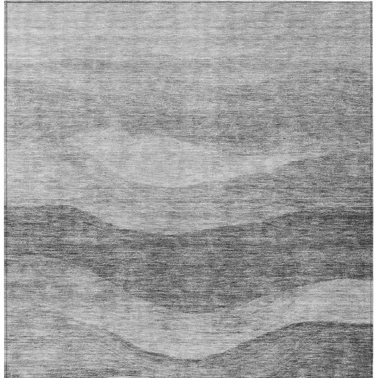 3' X 5' Gray And Charcoal Abstract Washable Indoor Outdoor Area Rug