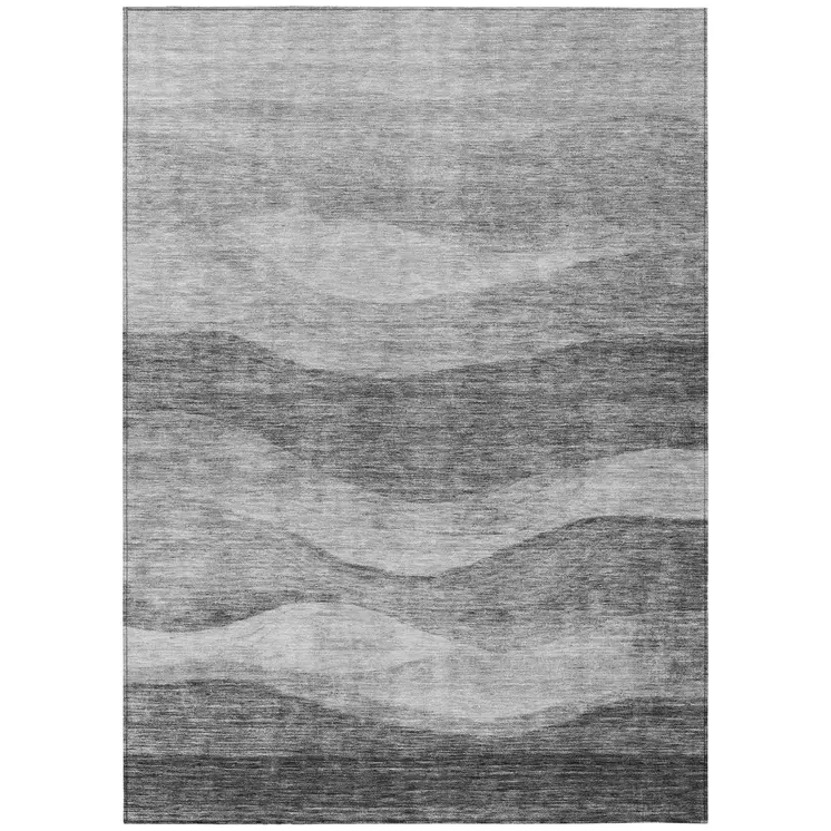 8' X 10' Gray And Charcoal Abstract Washable Indoor Outdoor Area Rug