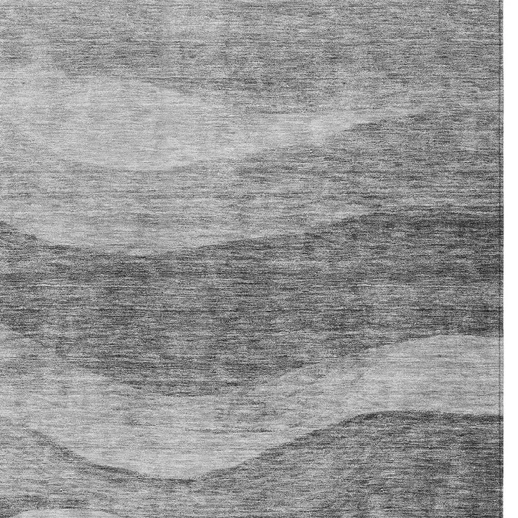 8' X 10' Gray And Charcoal Abstract Washable Indoor Outdoor Area Rug