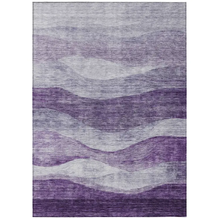 3' X 5' Lavender And Purple Abstract Washable Indoor Outdoor Area Rug