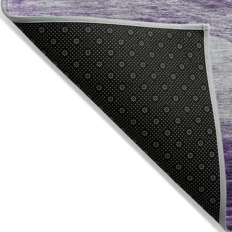 8' Lavender And Purple Round Abstract Washable Indoor Outdoor Area Rug